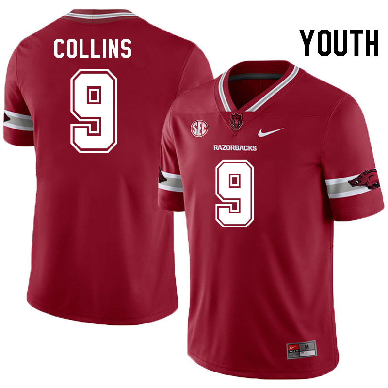 Youth #9 Charlie Collins Arkansas Razorbacks College Football Jerseys Stitched-Alternate Cardinal